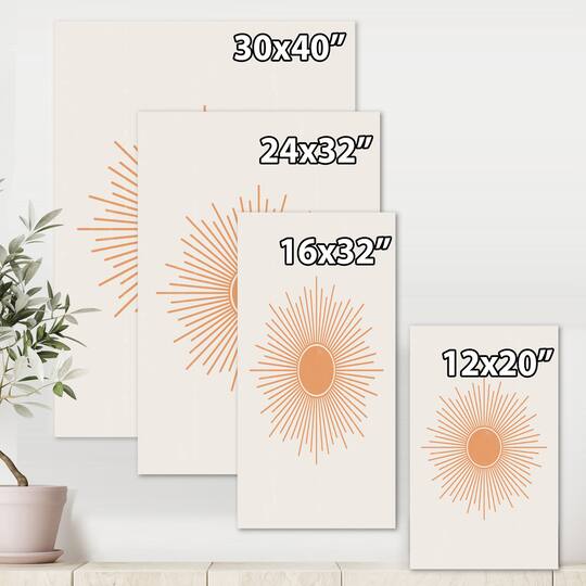 Designart - Minimalist Bright Shining Orange Sun Rays III